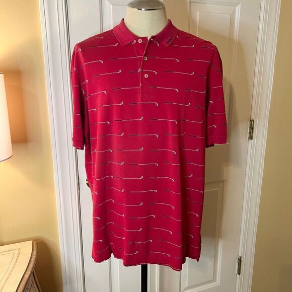GUC Men's Vintage Ralph Lauren Polo Golf Club Print Red Shirt Size XL - Picture 1 of 3